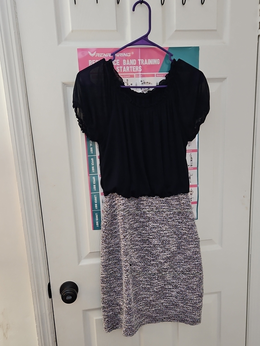 Enfocus Studio Black Top with Heathered Gray Knit Pencil Skirt